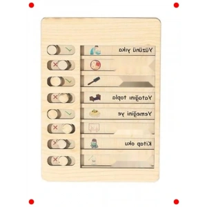 Çocuklar İçin Ahşap Günlük Rutin Takip Panosu