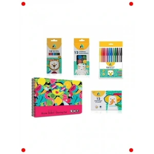 Çocuklar İçin Kapsamlı 4lü Sanat Seti ve Defter