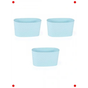 Dekoratif Pastel Mavi Saksı Seti (3 Adet)