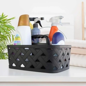 Deri Desenli Saplı Sepet