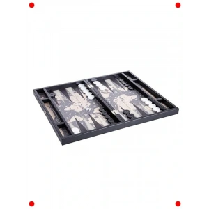 Deri Görünümlü Koyu Harita Tavla Seti