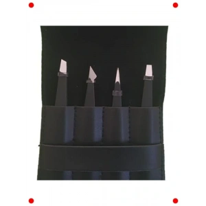 Deri Kılıflı 4lü Paslanmaz Çelik Cımbız Seti