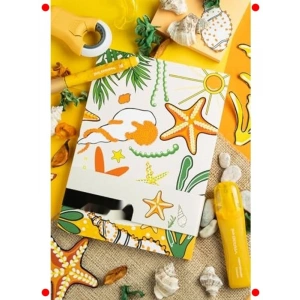 Desenli Elma Hardal Sarısı Defter Seti