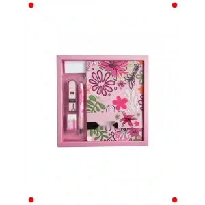 Desenli Şeker Pembe Defter Seti - Özel Kutu