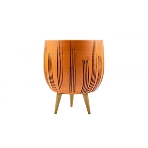 Dik Çizgi Desenli Saksı, 19 cm 3 Ayaklı Tasarım