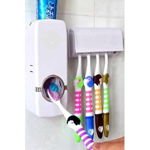 Diş Macunu Sıkacağı ve Diş Fırçası Askı Seti, 5 Parça