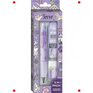 Doğa Desenli Kalem, Silgi ve Min Seti - 0.7 mm, Lavanta