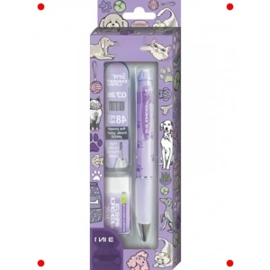 Doğa Desenli Kalem, Silgi ve Min Seti - 0.7 mm, Lavanta