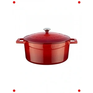 Döküm Der Yuvarlak Tencere - 24 cm, Kırmızı