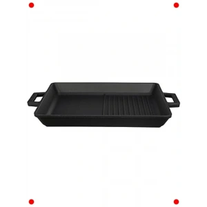 Döküm Izgara Ta - Metal Kulp - 26x32cm Siyah