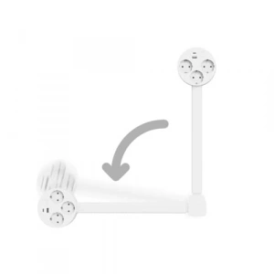 Dönen Priz, USB-A ve USB-C Portlu, 3 AC Çıkışlı, Beyaz