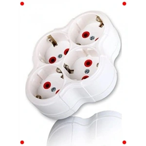 Dörtlü Topraklı Priz Adaptörü - Papatya Model