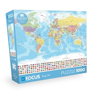 Dünya Haritası Temalı 1000 Parça Eğlenceli Puzzle