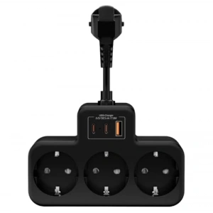 Duvar Tipi Akım Korumalı Priz, 3 Priz ve 2 USB Girişi ile Kullanışlı