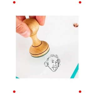 Einstein Tasarımlı Esprili Kitap Mührü - Ahşap Kaşe