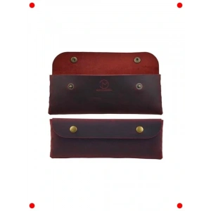 El Yapımı Hakiki Deri Kalem Kutusu - Kırmızı