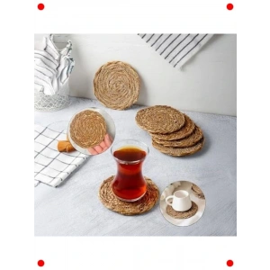 El Yapımı Hasır Bardak Altlığı Seti - Yuvarlak 6 Adet