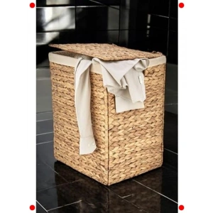 El Yapımı Katlanabilir Hasır Kirli Çamaşır Sepeti