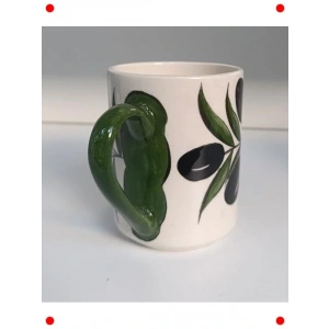 El Yapımı Zeytin Dalı Desenli Serak Kupa