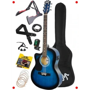 Elektro Akustik Gitar Full Set (Mavi)