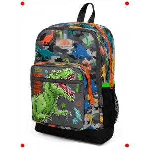 Erkek Çocuk Dinozor Desenli Gri Yeşil Sırt Çantası