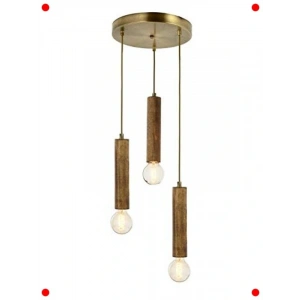 Eskitme Kaplama Modern Ahşap Avize (E27, 35cm)