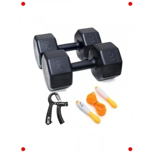 Ev Spor Seti: 2x7kg Dambıl, El Yayı, Atlama İpi - Siyah