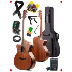 fesyonel Masif Ağaç Elektro Akustik Gitar Seti