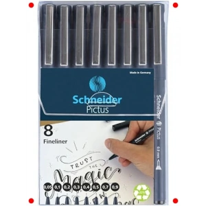 Fineliner Kalem Seti 8 Farklı Uç Kalınlığı Siyah - 8li