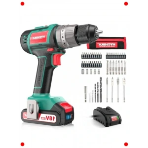 Fırçasız Akülü Matkap Seti, 60 Nm, 2 Akü, 57 Parça