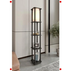 Fonksiyonel Raflı Ahşap Lambader - E27 Uyum