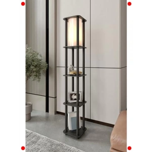 Fonksiyonel Raflı Ahşap Lambader - E27 Uyumlu