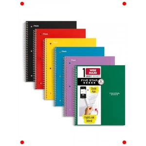 Geniş Çizgili Spiral Defter Seti - 6 Adet