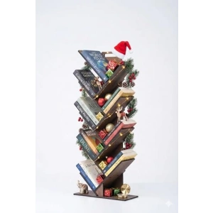 Geometrik Tasarıma Sahip 8 Raflı Ağaç Kitaplık, Modern