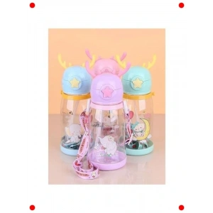 Geyik Figürlü Pipetli Çocuk Matarası - 700 ml Mavi