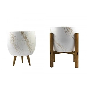 Gold mermer efektli toprak saksı ikili set, 19 cm