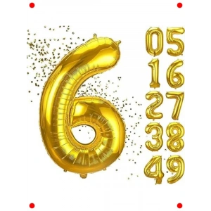 Gold Renk 6 Rakam Folyo Parti Balonu 102 cm