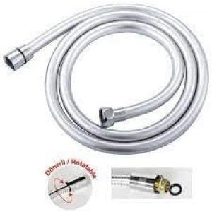 Gri Paslanmaz Duş Hortumu, 150 cm Uzunluk, Kaliteli PVC