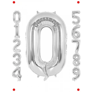 Gümüş Rengi 0 Rakamı Folyo Balon - 102 cm Parti Dekoru