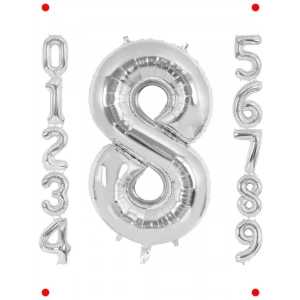 Gümüş Renk 8 Rakam Folyo Balon - 102 cm