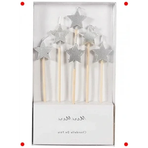 Gümüş Yıldız Pasta Mumları - Özel Kutlamalar 6lı