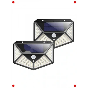 Güneş Enerjili 100 LED Dış Mekan Duvar Lambası (2 Adet)