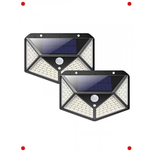 Güneş Enerjili 100 LED Dış Mekan Duvar Lambası (2 Adet)