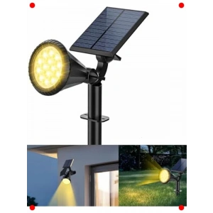 Güneş Enerjili 18 LED Bahçe Spot Lambası Fotoselli Su Geçirmez