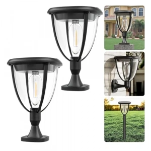 Güneş Enerjili LED Aydınlatma Seti ile 2 Adet Bahçe Lambası