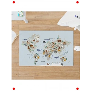 Hayvanlar Atlası Tasarımlı Çocuk Oyun Matı - Bebek Halısı
