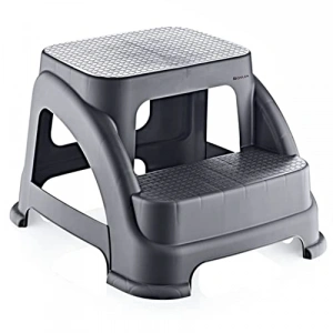 İki Basamaklı Kaymaz Tabure - 120  Taşıma Kapasiteli - Basamaklı Tabure - Sert Plastik (Antrasit)