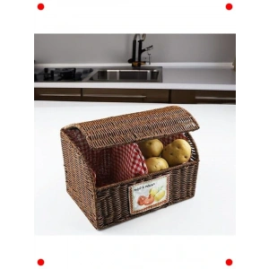 İki Bölmeli Hasır Örgü Ptes Soğan Sepeti