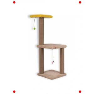 İki Katlı Kedi Tırmalama Ağacı - Catnip Hediyeli Krem 82 cm