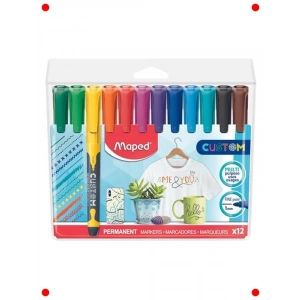 İnce Uçlu Kalıcı Marker Kalem Seti, 12 Adet